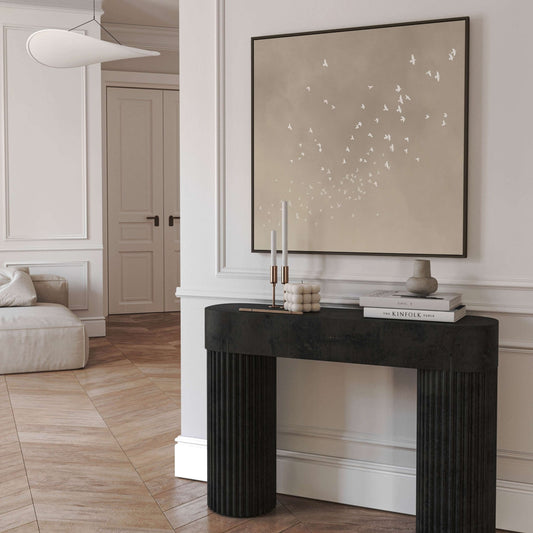 Flock Square Framed Canvas - Neutral - AureousHome