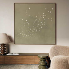 Flock Square Framed Canvas - Olive