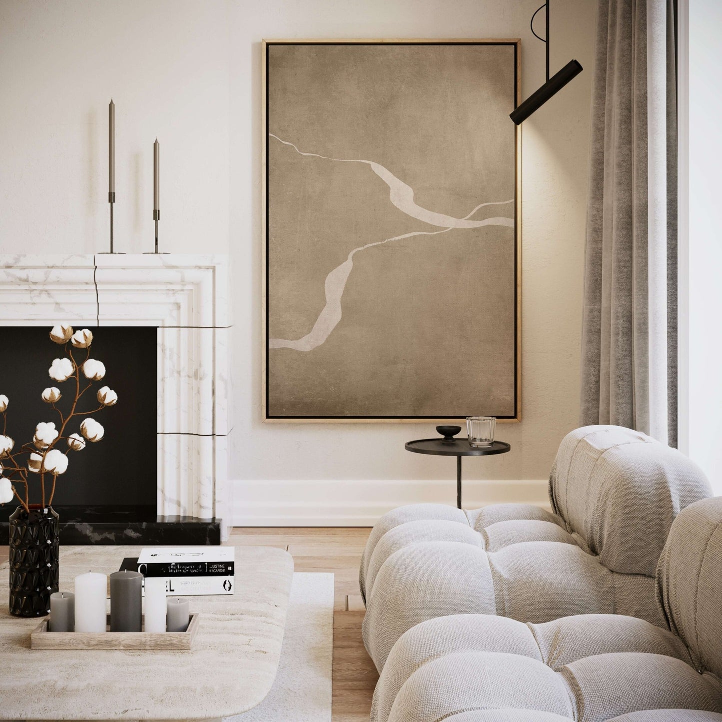 Flow Framed Canvas Duo - Tan - AureousHome