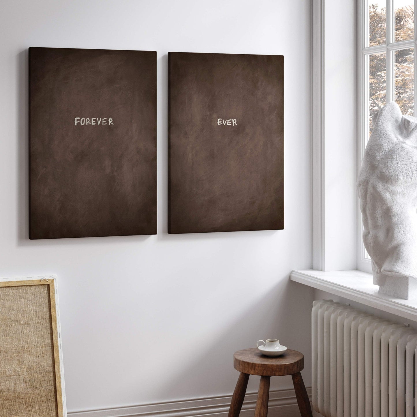 Forever Ever Framed Canvas Duo - Espresso - AureousHome