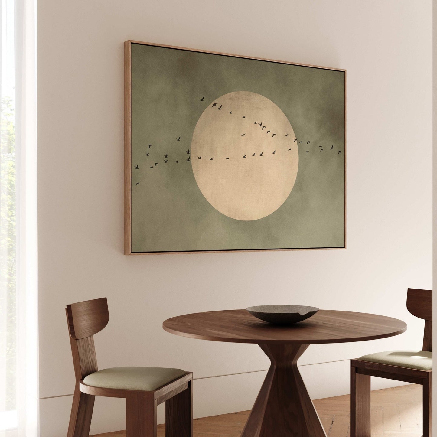 Full Moon Framed Canvas - Olive / Horizontal - AureousHome