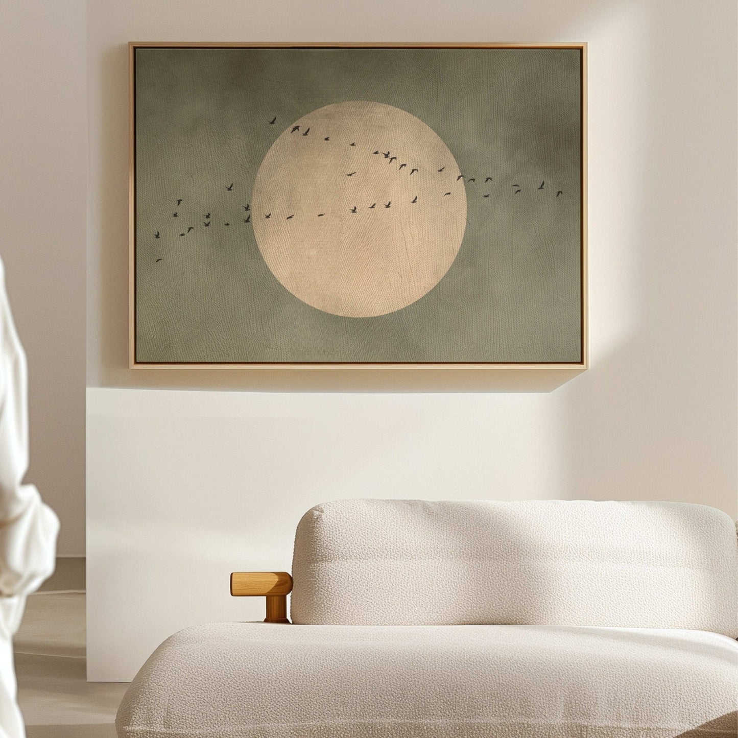 Full Moon Framed Canvas - Olive / Horizontal - AureousHome