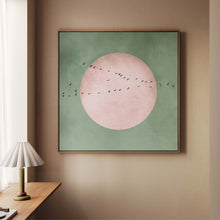 Full Moon Square Framed Canvas - Sage / Blush