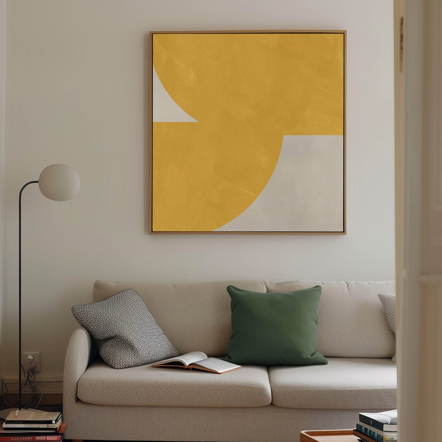 Geo Square Framed Canvas - Yellow - AureousHome