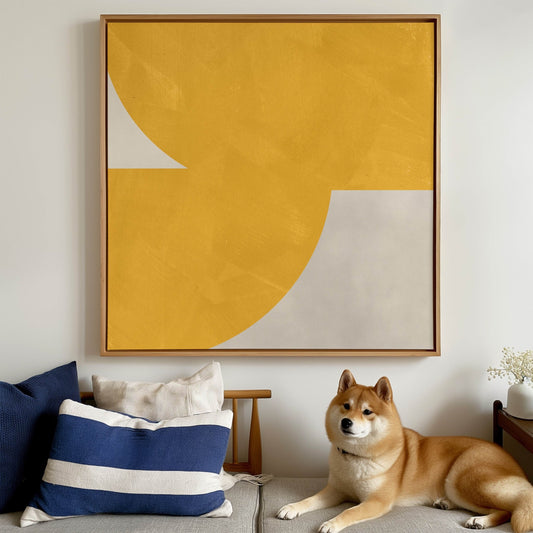 Geo Square Framed Canvas - Yellow - AureousHome