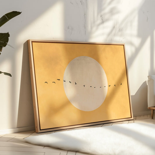 Golden Horizon Framed Canvas - Yellow / Horizontal - AureousHome