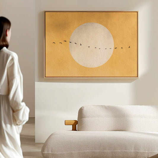 Golden Horizon Framed Canvas - Yellow / Horizontal - AureousHome