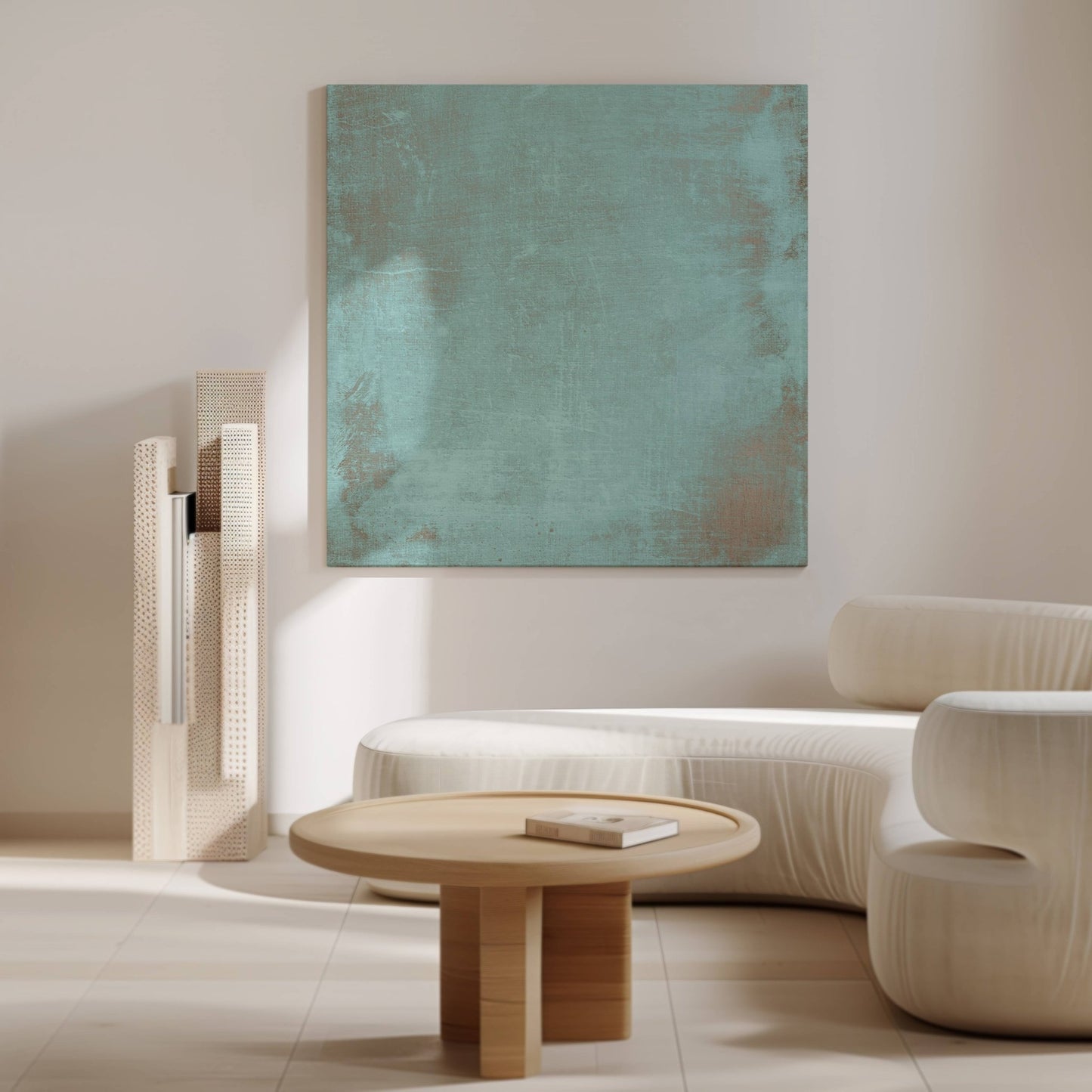 Grunge Square Framed Canvas - Turquoise - AureousHome