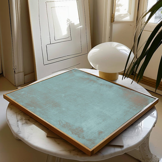 Grunge Square Framed Canvas - Turquoise - AureousHome