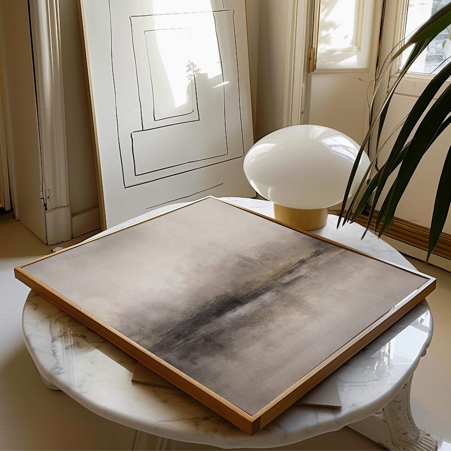 Haze Square Framed Canvas - AureousHome