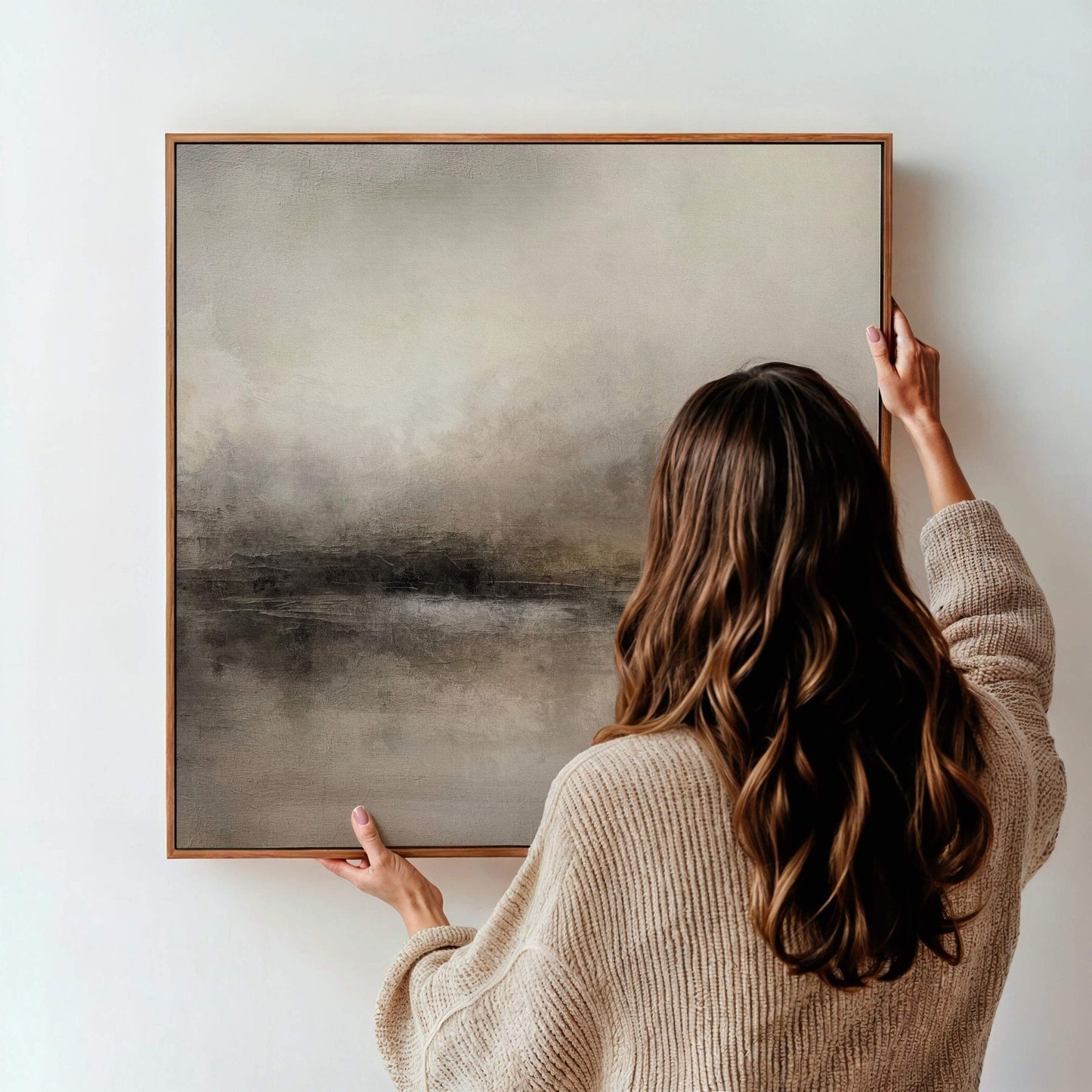 Haze Square Framed Canvas - AureousHome
