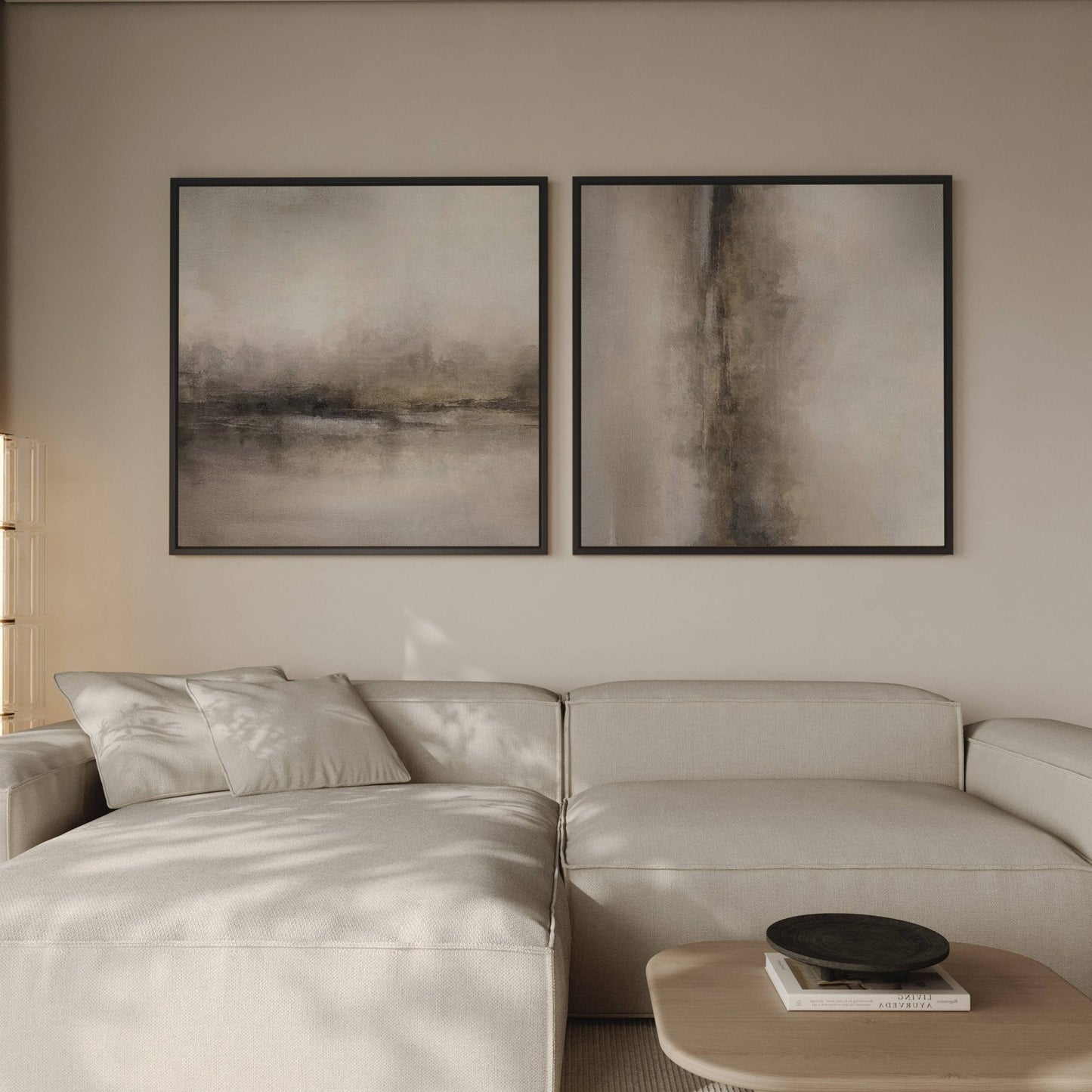 Haze Square Framed Canvas Duo - AureousHome