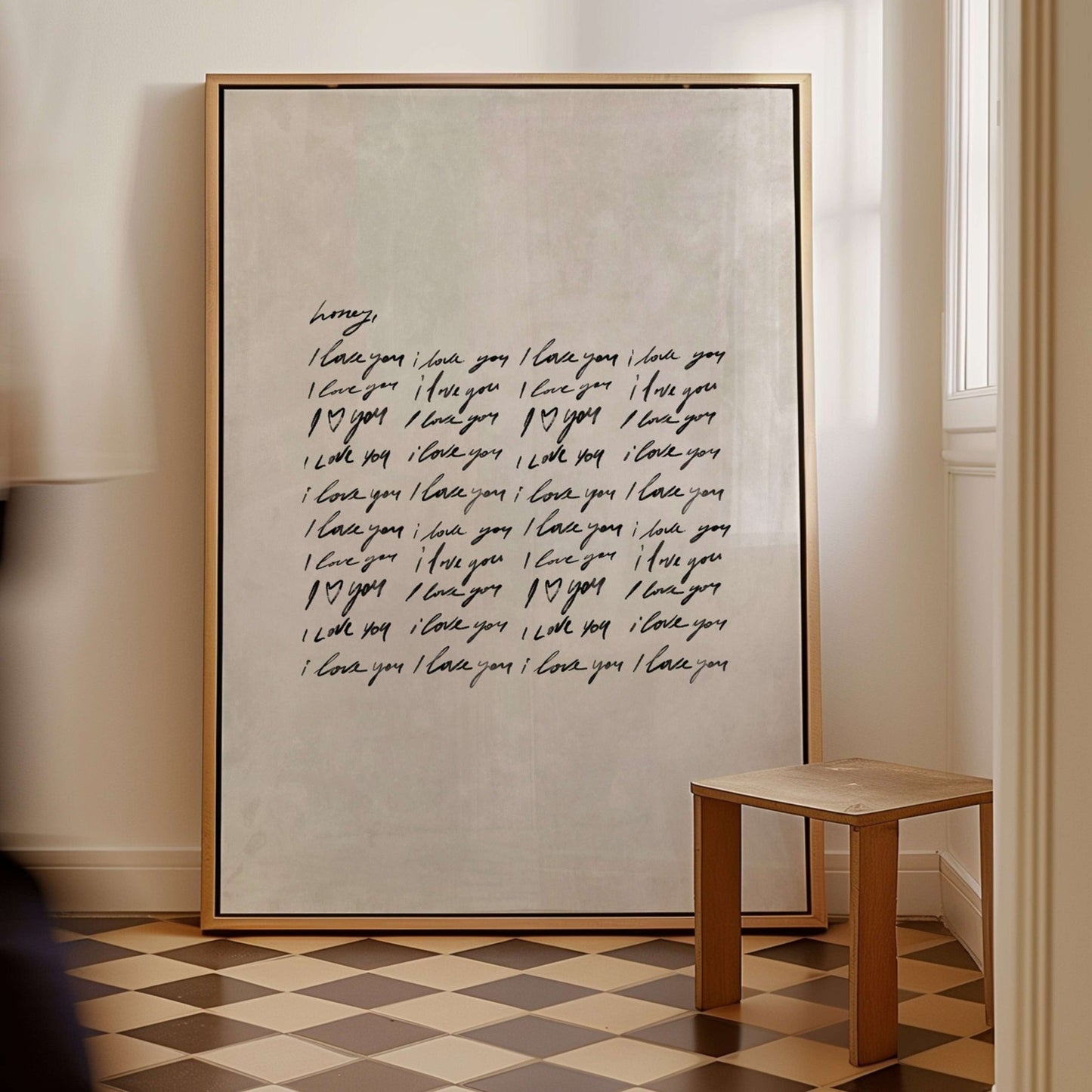 Honey I Love You Framed Canvas - Neutral - AureousHome