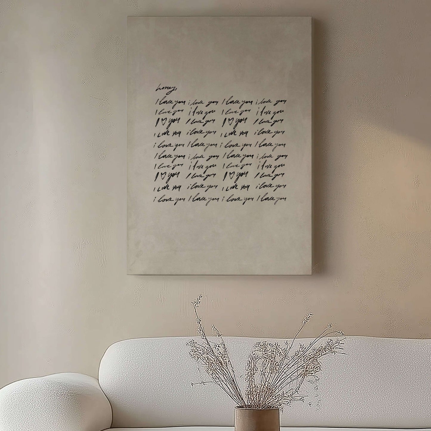 Honey I Love You Framed Canvas - Neutral - AureousHome