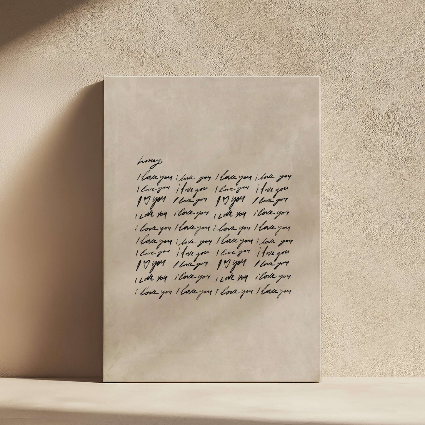 Honey I Love You Framed Canvas - Neutral - AureousHome