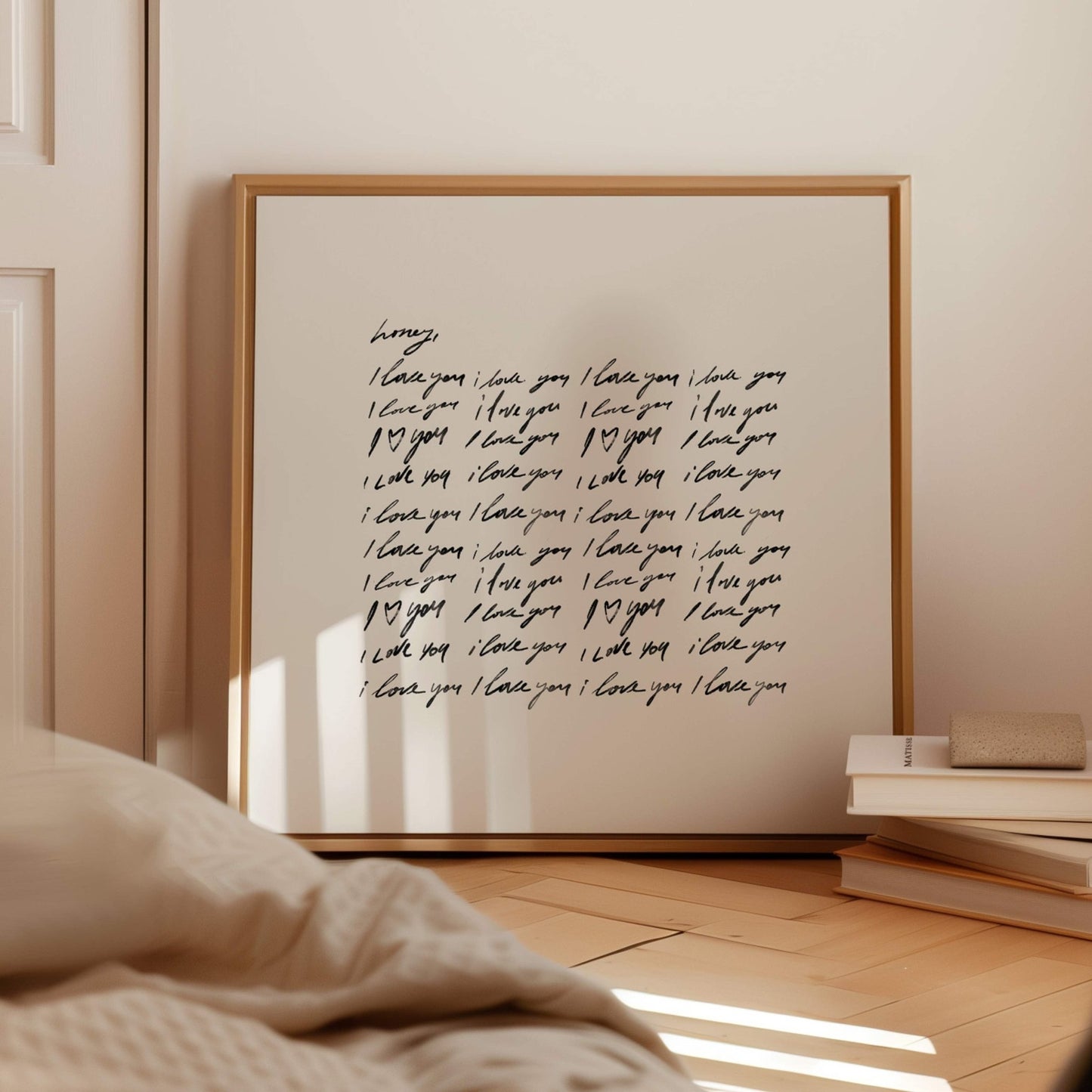 Honey, I Love You - Square Framed Canvas / Neutral - AureousHome