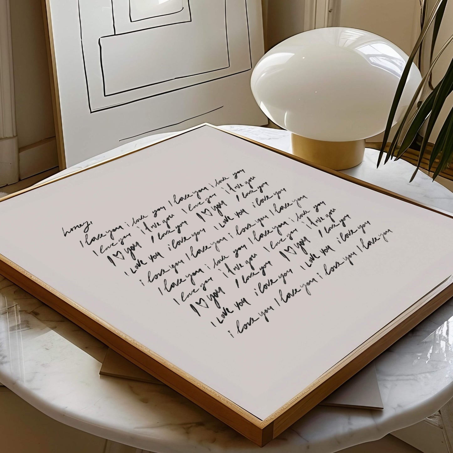 Honey, I Love You - Square Framed Canvas / Neutral - AureousHome