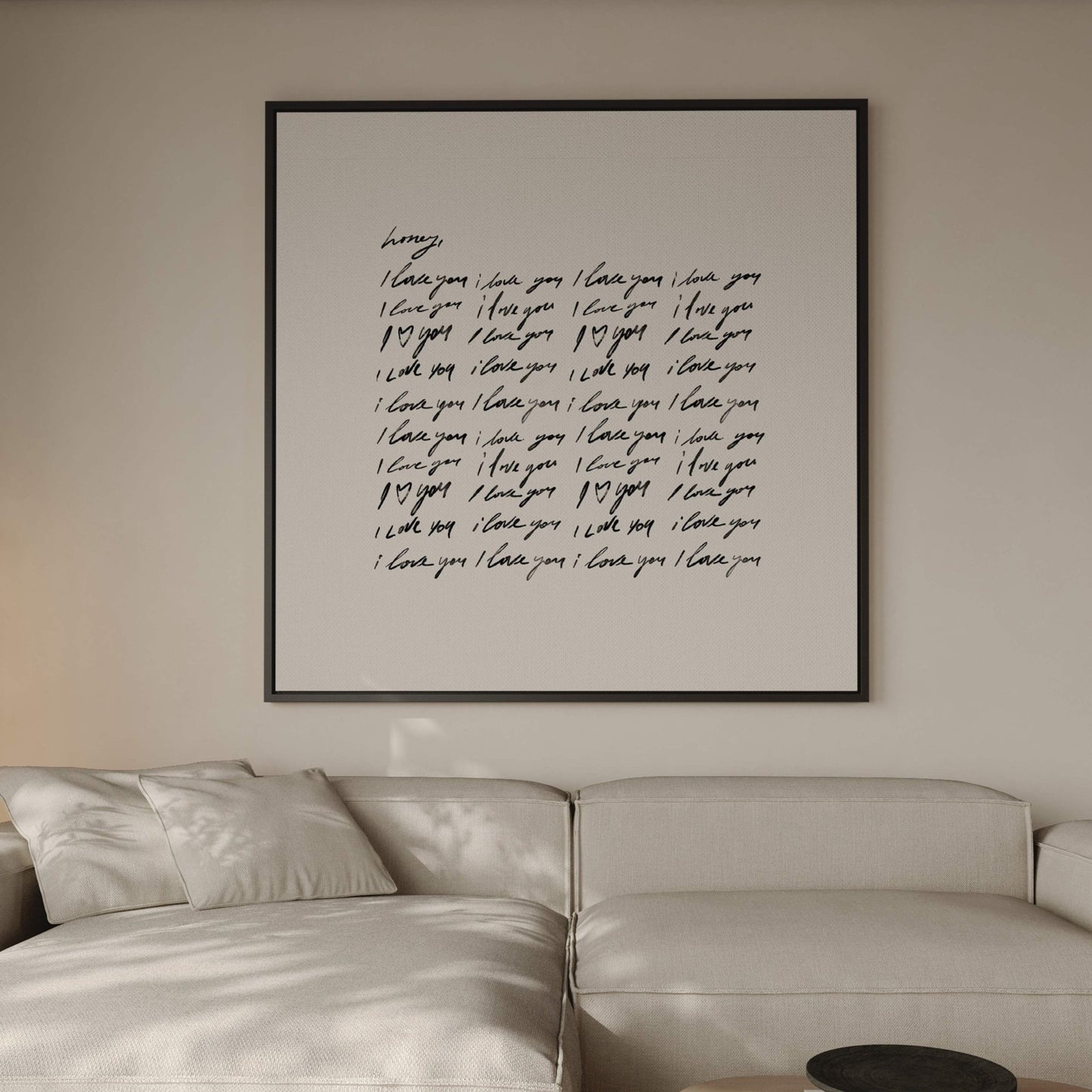 Honey, I Love You - Square Framed Canvas / Neutral - AureousHome
