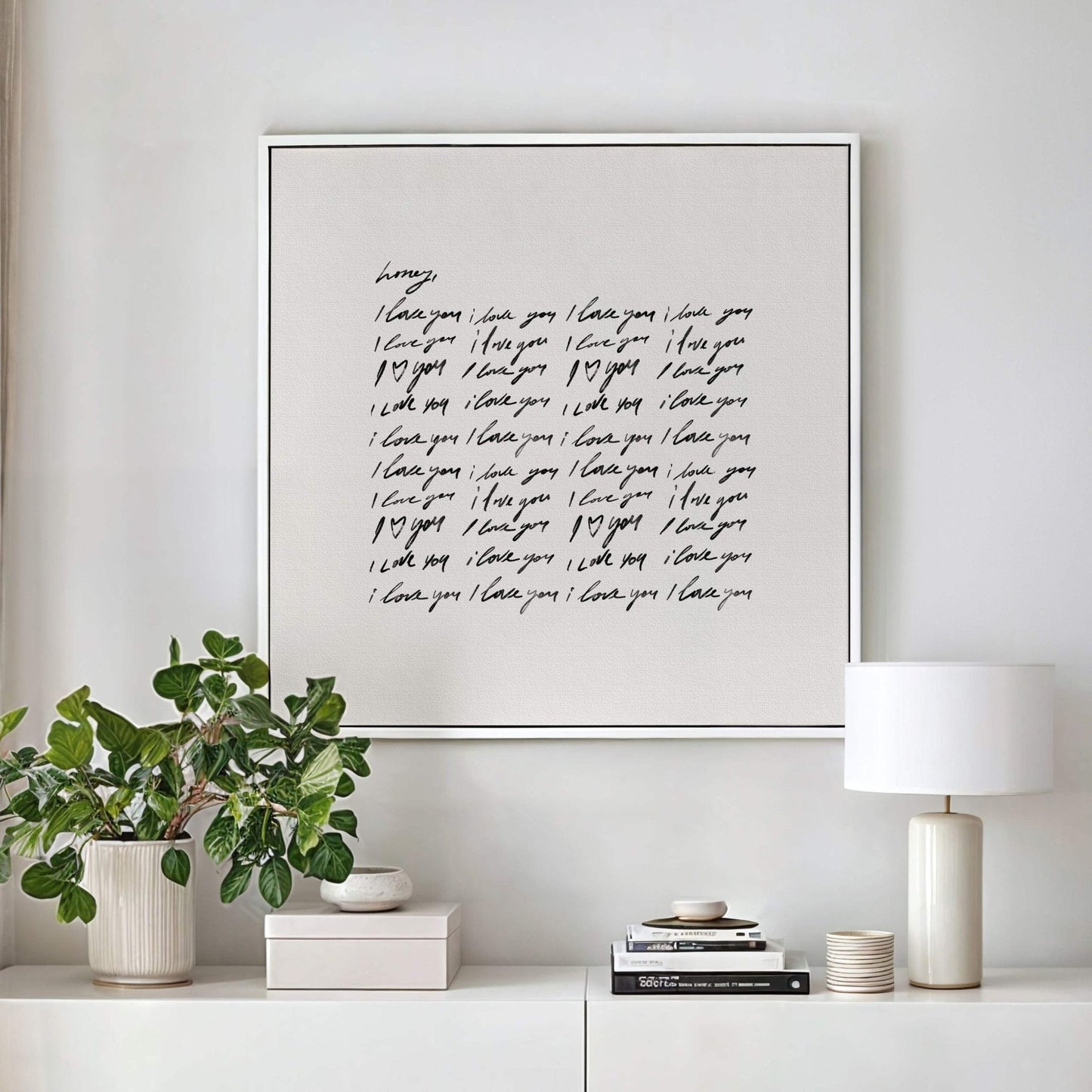 Honey, I Love You - Square Framed Canvas / Neutral - AureousHome