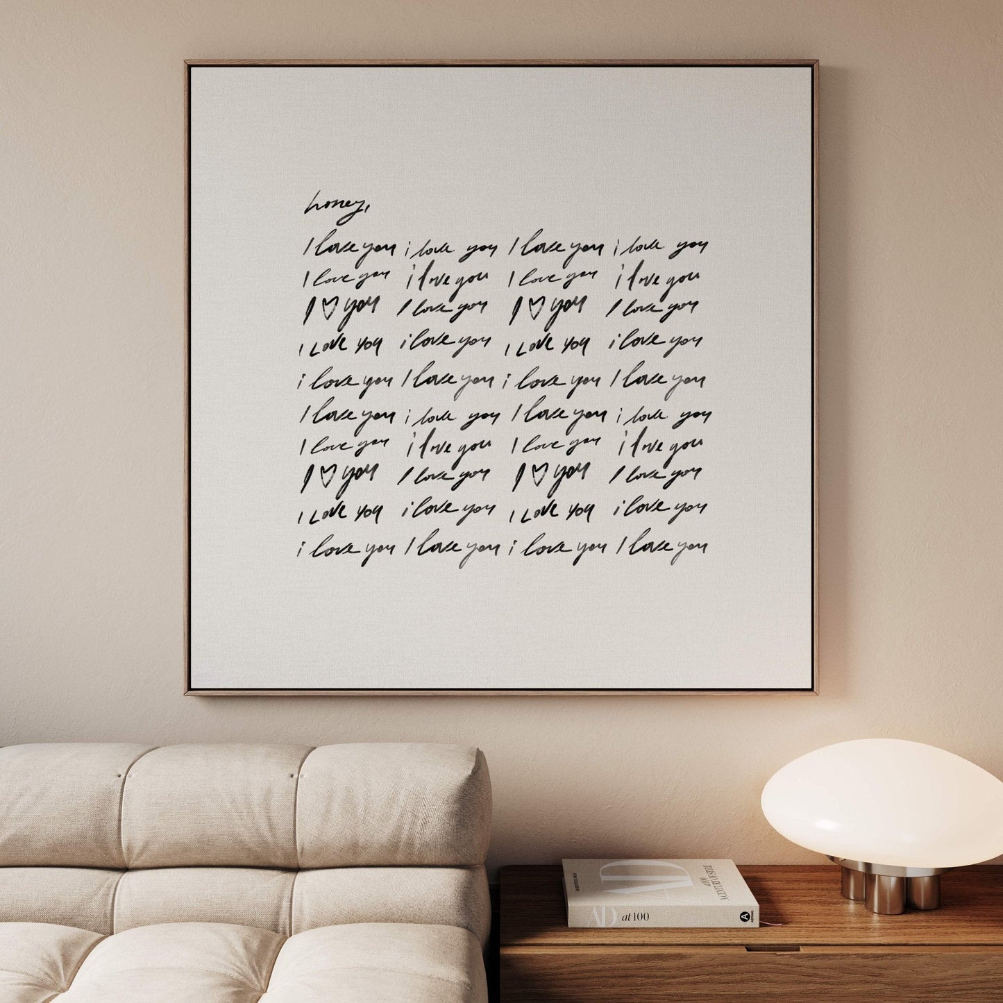 Honey, I Love You - Square Framed Canvas / Neutral - AureousHome