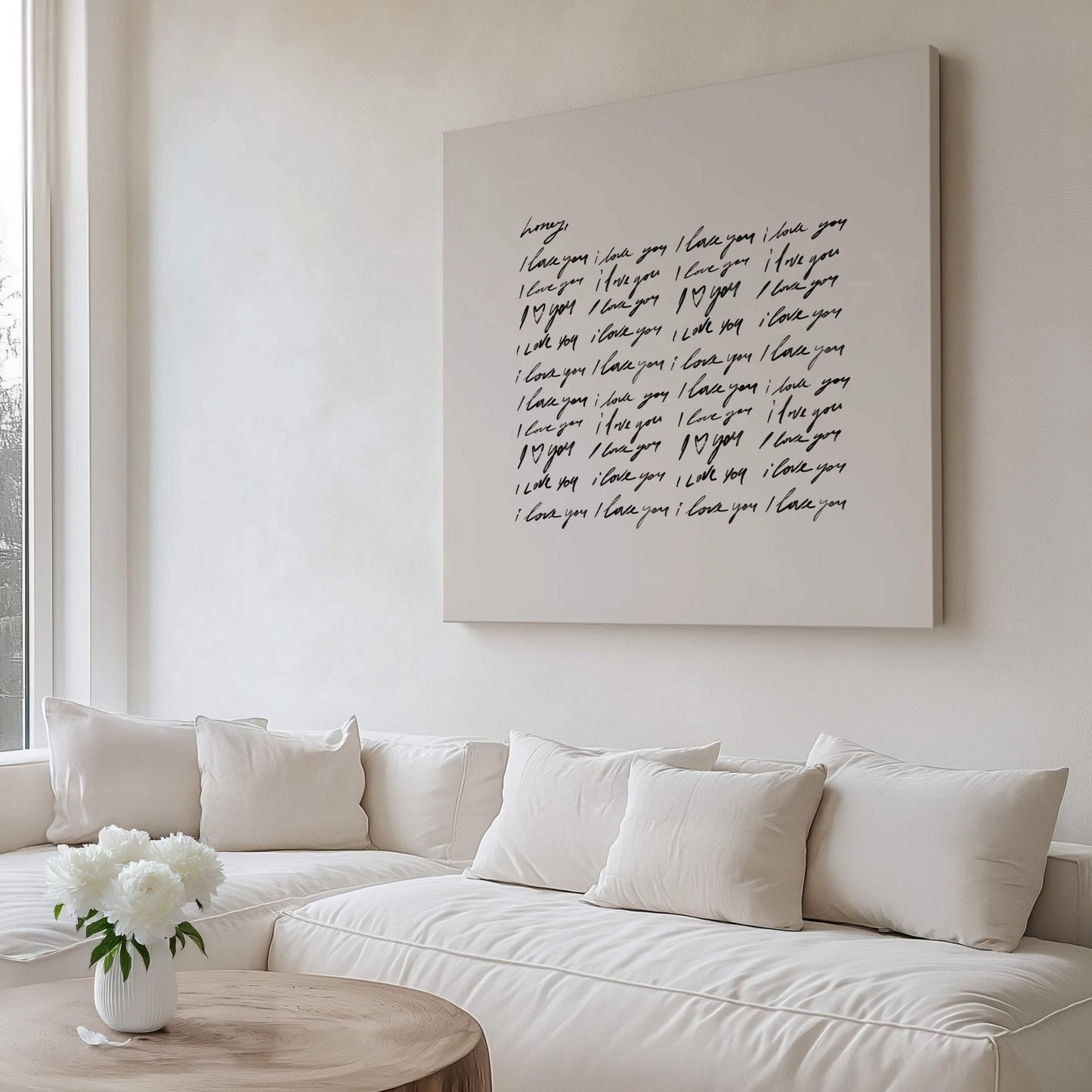 Honey, I Love You - Square Framed Canvas / Neutral - AureousHome