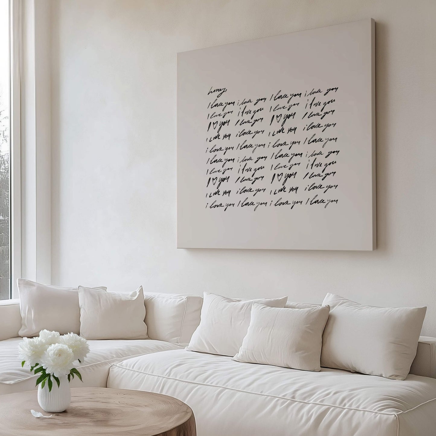 Honey, I Love You - Square Framed Canvas / Neutral - AureousHome