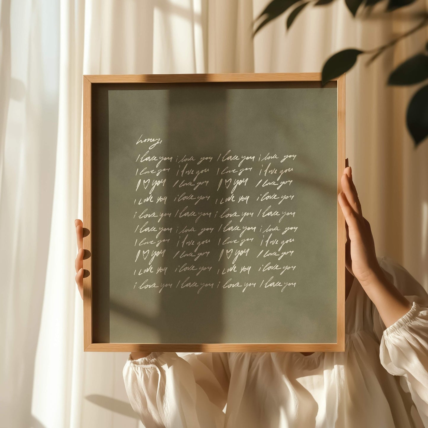 Honey, I Love You - Square / Neutral OLive - AureousHome