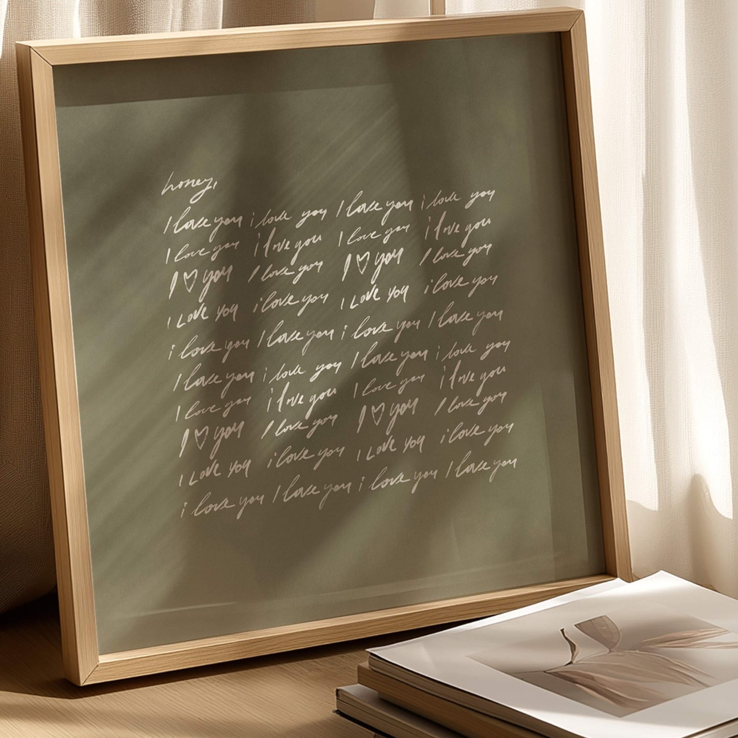 Honey, I Love You - Square / Neutral OLive - AureousHome