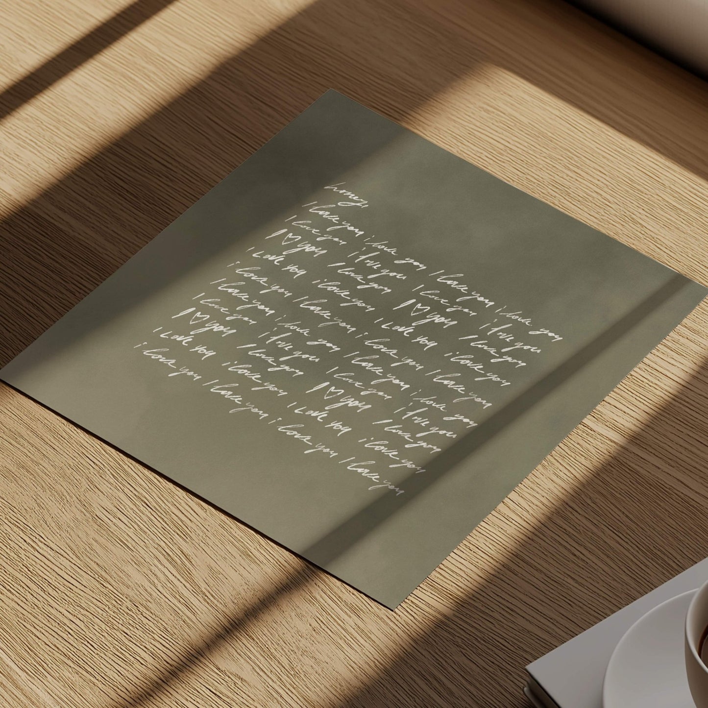 Honey, I Love You - Square / Olive - AureousHome