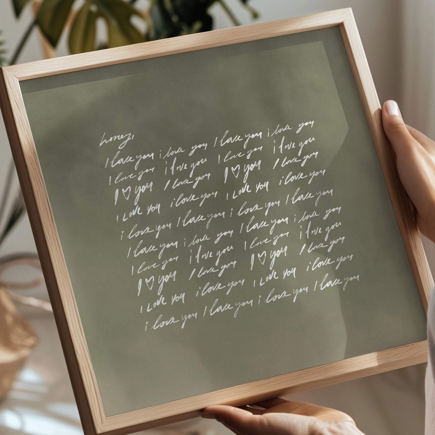 Honey, I Love You - Square / Olive - AureousHome