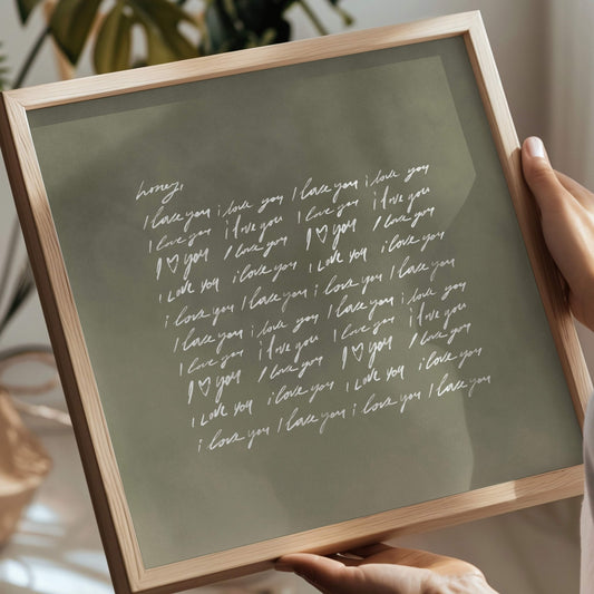 Honey, I Love You - Square / Olive - AureousHome