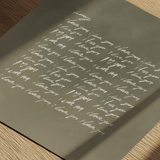 Honey, I Love You - Square / Olive - AureousHome