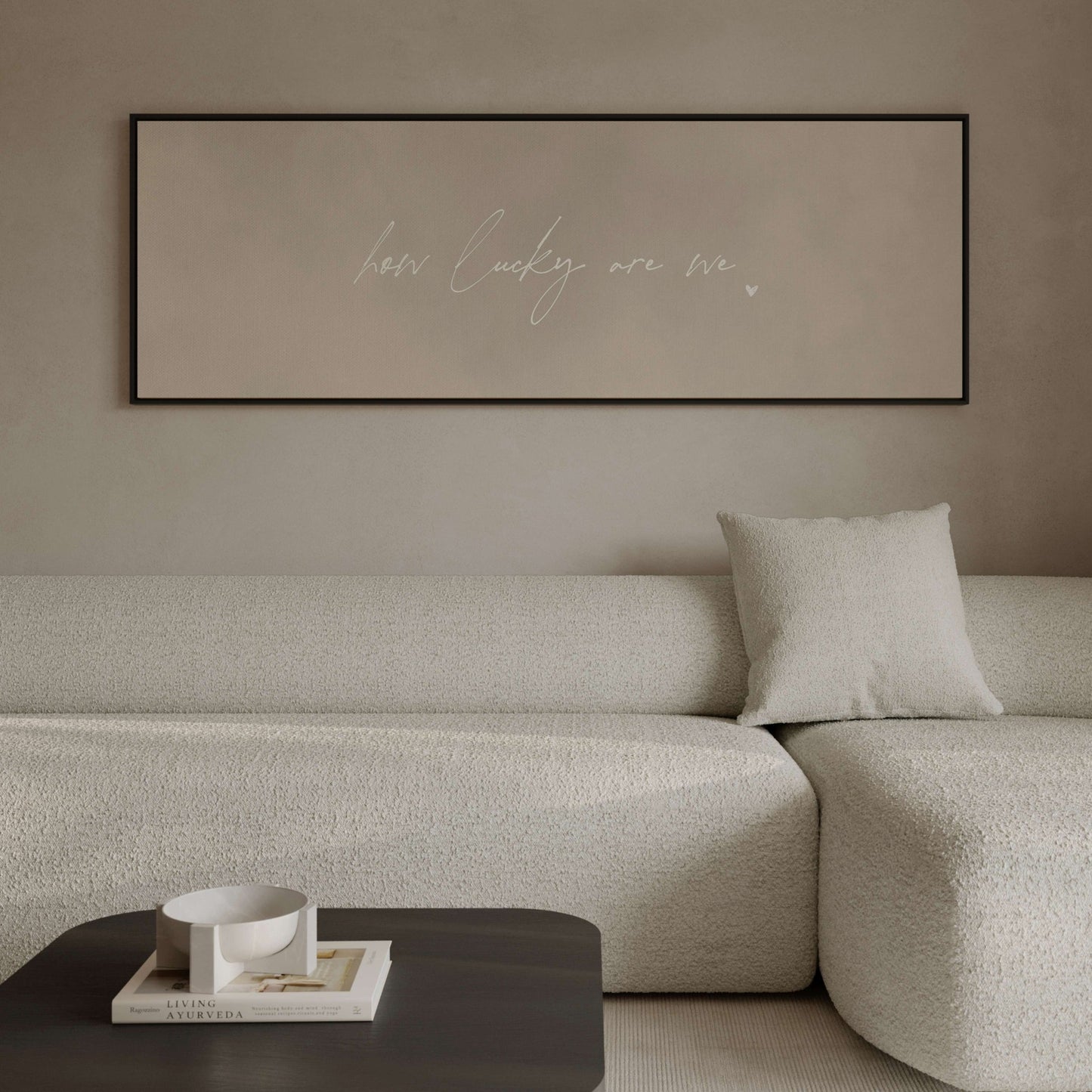 How Lucky Are We Framed Canvas - Beige / Panoramic - AureousHome