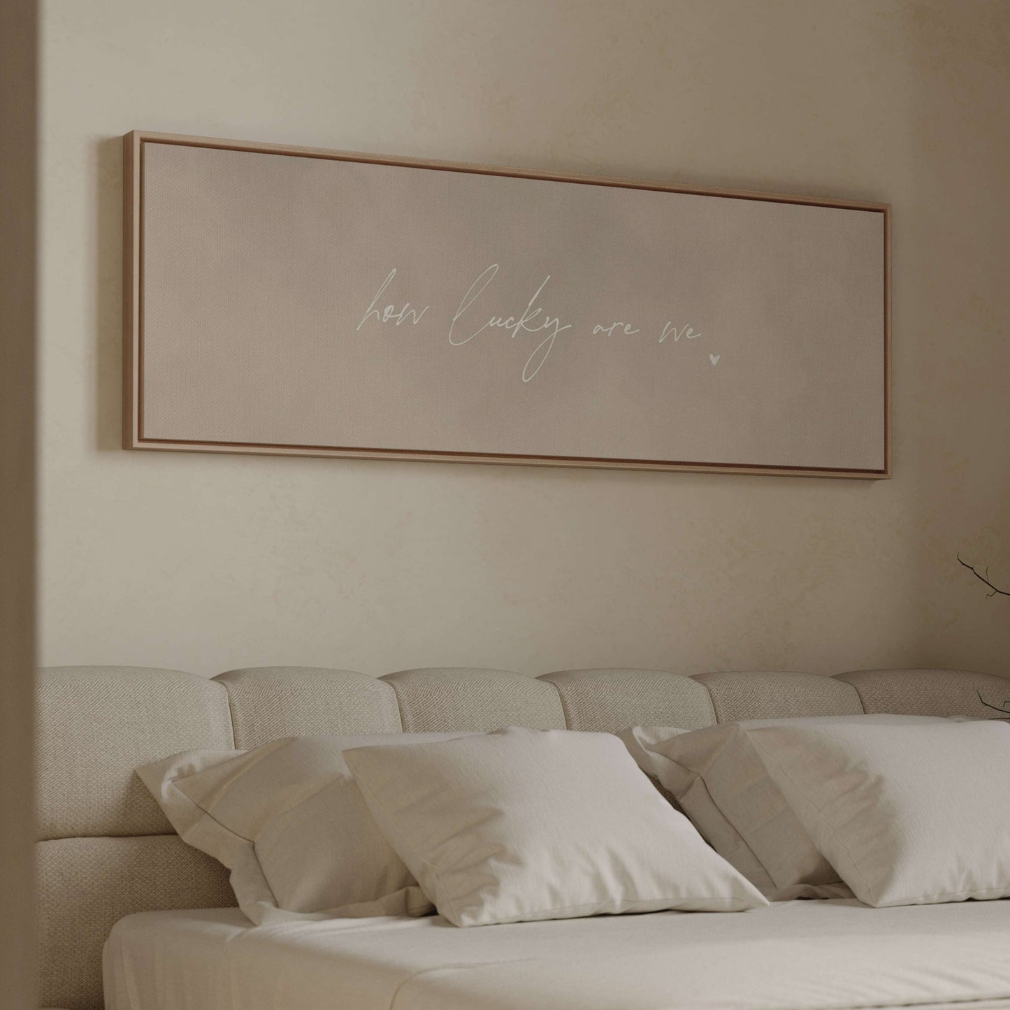 How Lucky Are We Framed Canvas - Beige / Panoramic - AureousHome