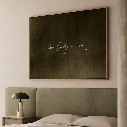 How Lucky Are We Framed Canvas - Earthy Green / Horizontal - AureousHome