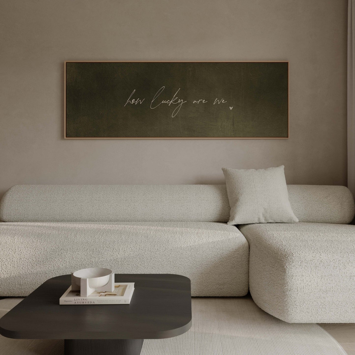 How Lucky Are We Framed Canvas - Earthy Green / Panoramic - AureousHome