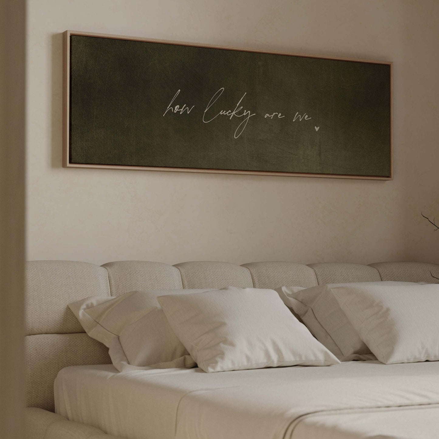 How Lucky Are We Framed Canvas - Earthy Green / Panoramic - AureousHome