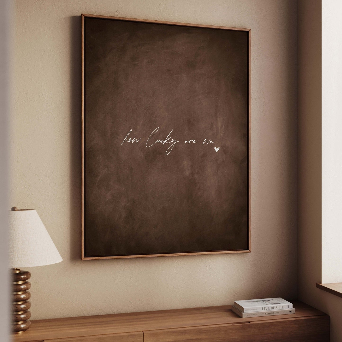 How Lucky Are We Framed Canvas - Espresso - AureousHome