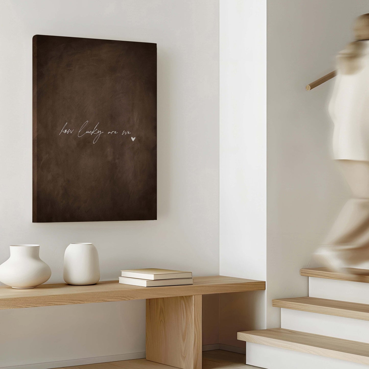 How Lucky Are We Framed Canvas - Espresso - AureousHome
