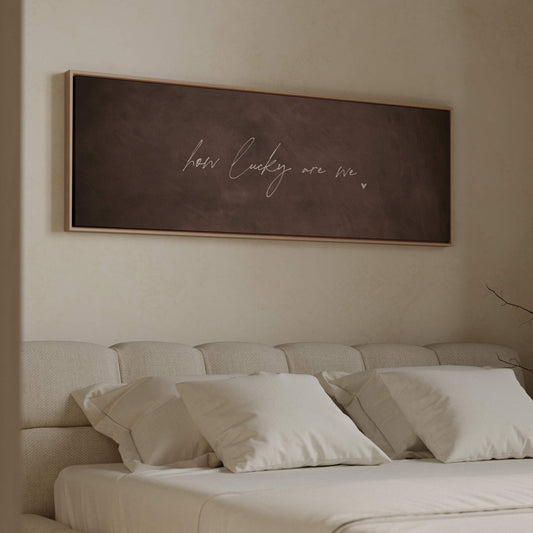 How Lucky Are We Framed Canvas - Espresso / Panoramic - AureousHome