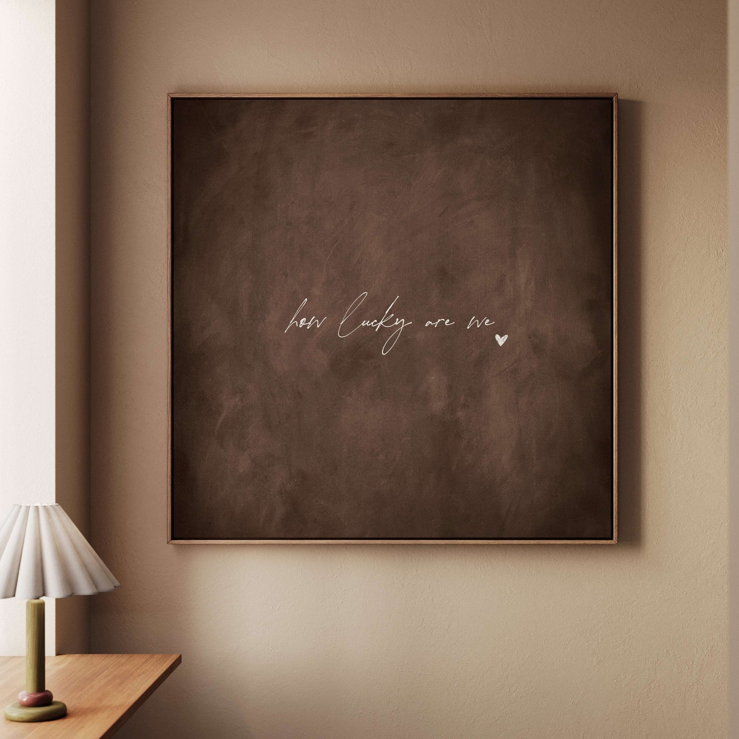 How Lucky Are We Framed Canvas - Espresso / Square - AureousHome