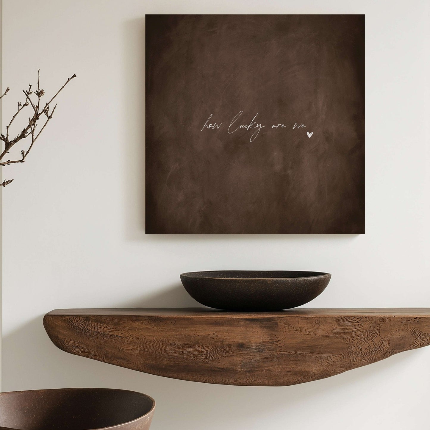 How Lucky Are We Framed Canvas - Espresso / Square - AureousHome