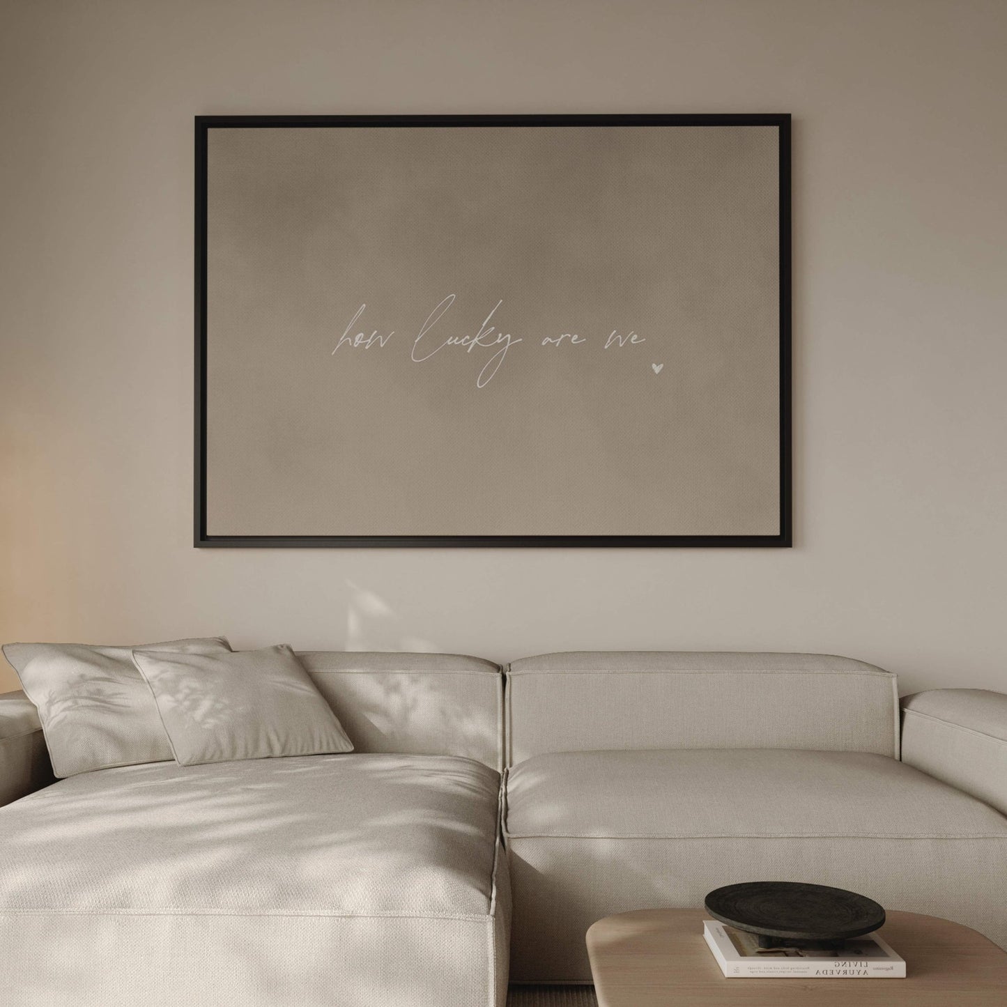 How Lucky Are We Framed Canvas - Neutral / Horizontal - AureousHome
