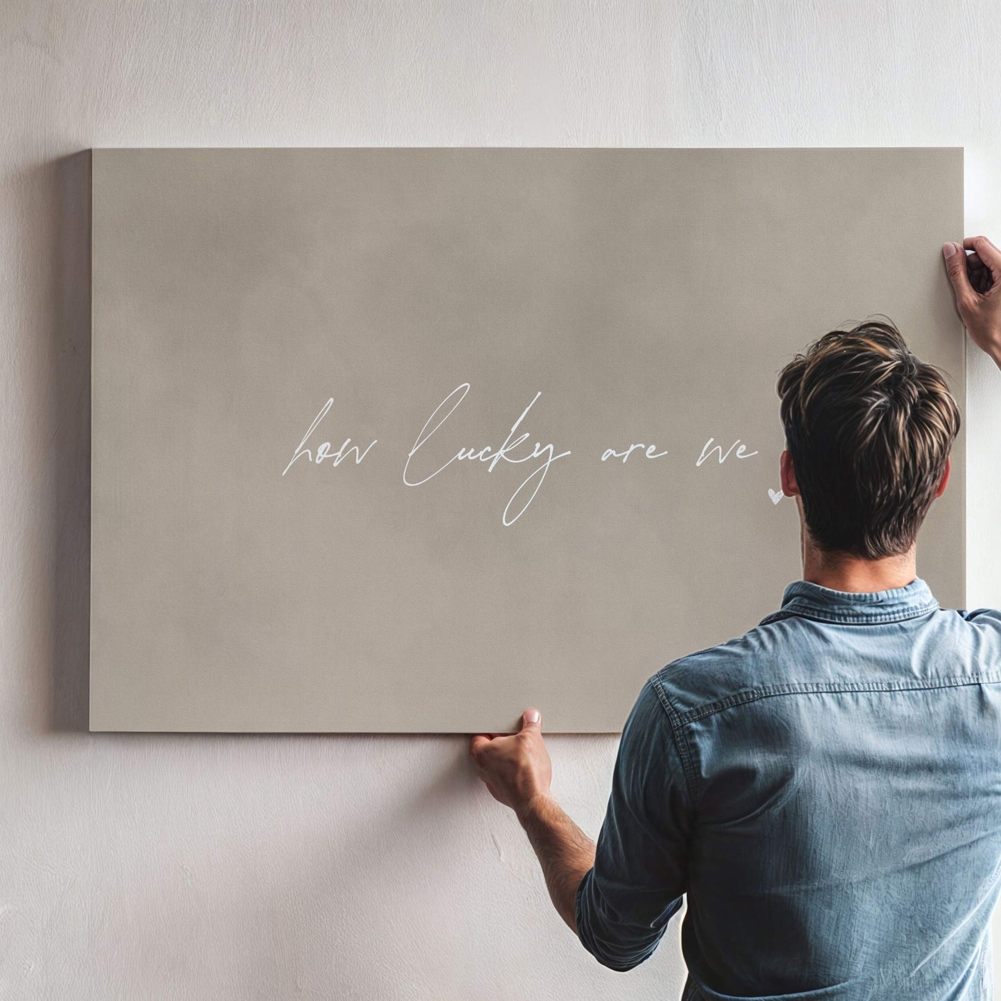 How Lucky Are We Framed Canvas - Neutral / Horizontal - AureousHome