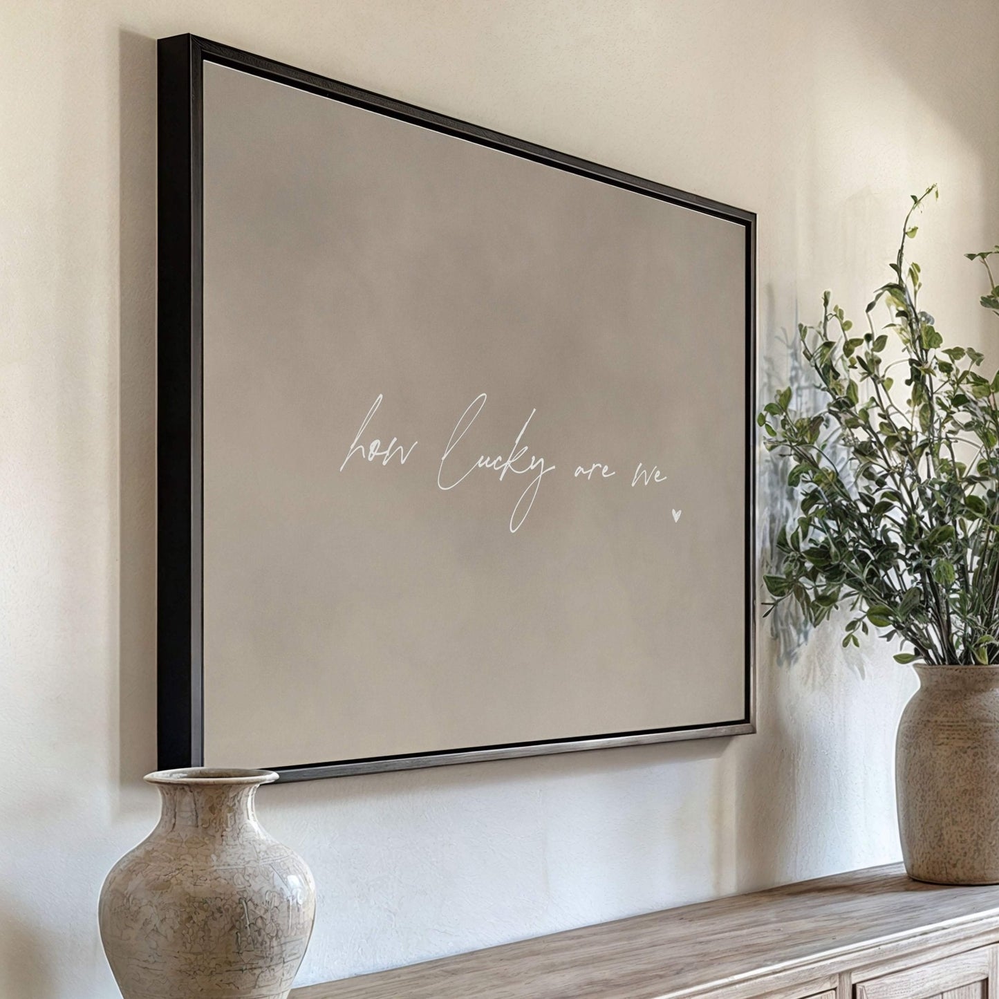 How Lucky Are We Framed Canvas - Neutral / Horizontal - AureousHome