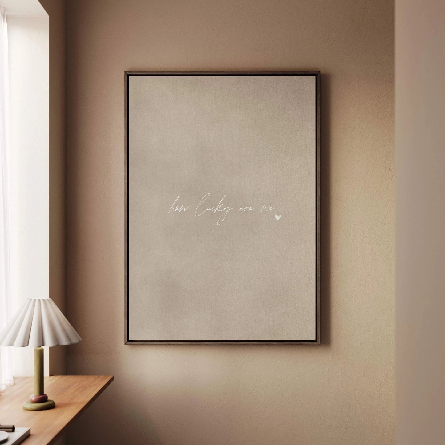 How Lucky Are We Framed Canvas - Neutral / White - AureousHome