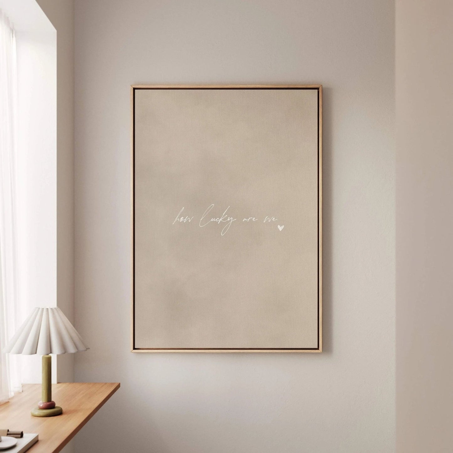 How Lucky Are We Framed Canvas - Neutral / White - AureousHome