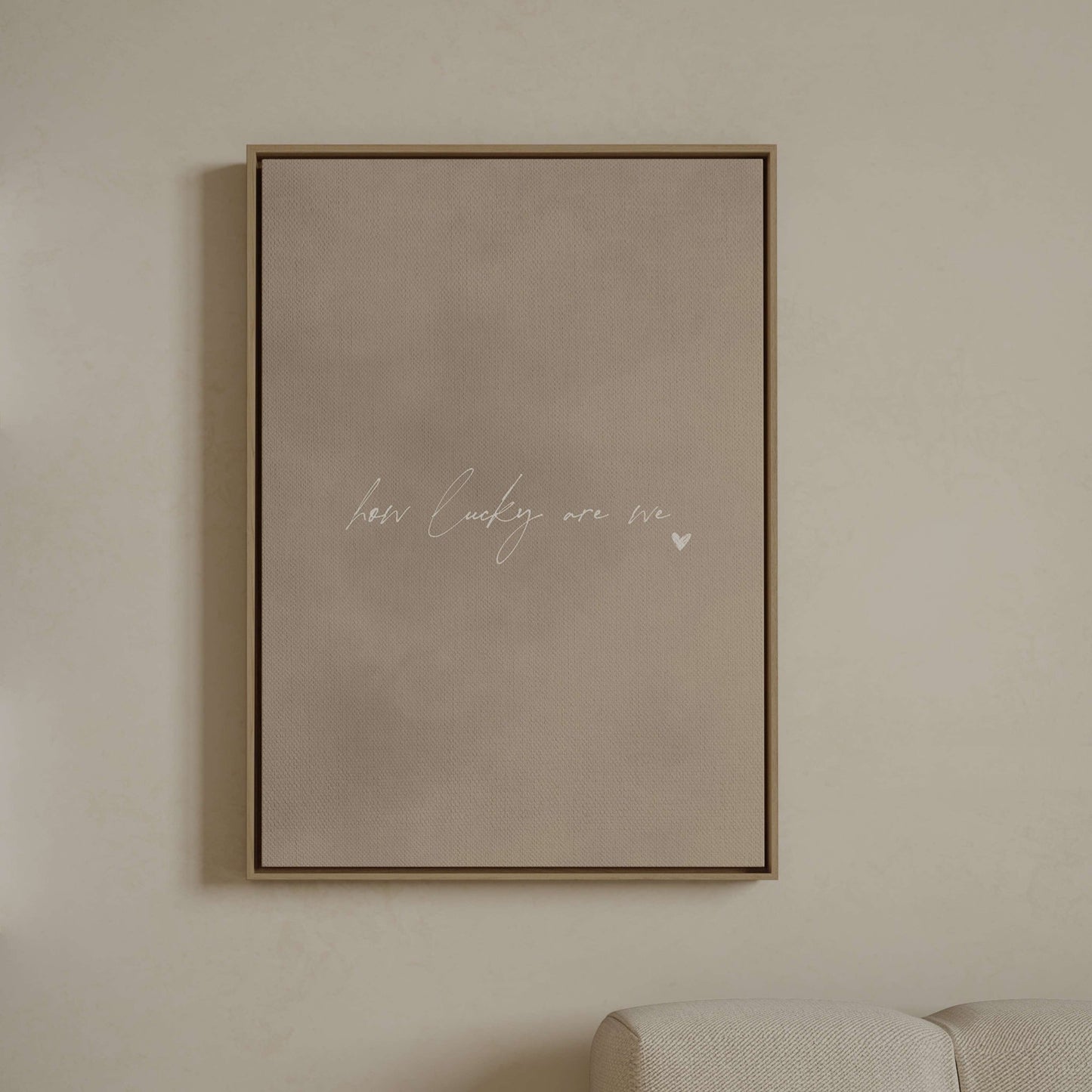 How Lucky Are We Framed Canvas - Neutral / White - AureousHome