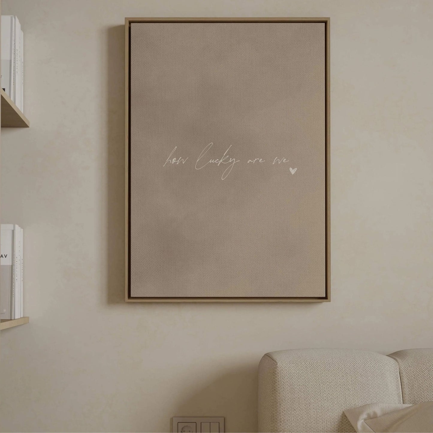 How Lucky Are We Framed Canvas - Neutral / White - AureousHome