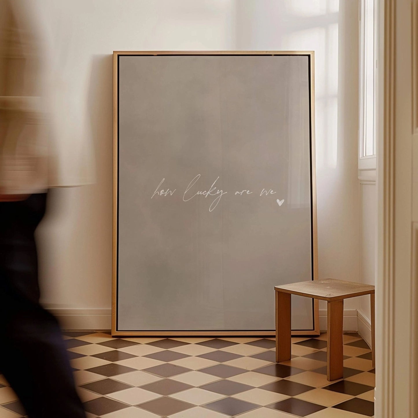 How Lucky Are We Framed Canvas - Neutral / White - AureousHome